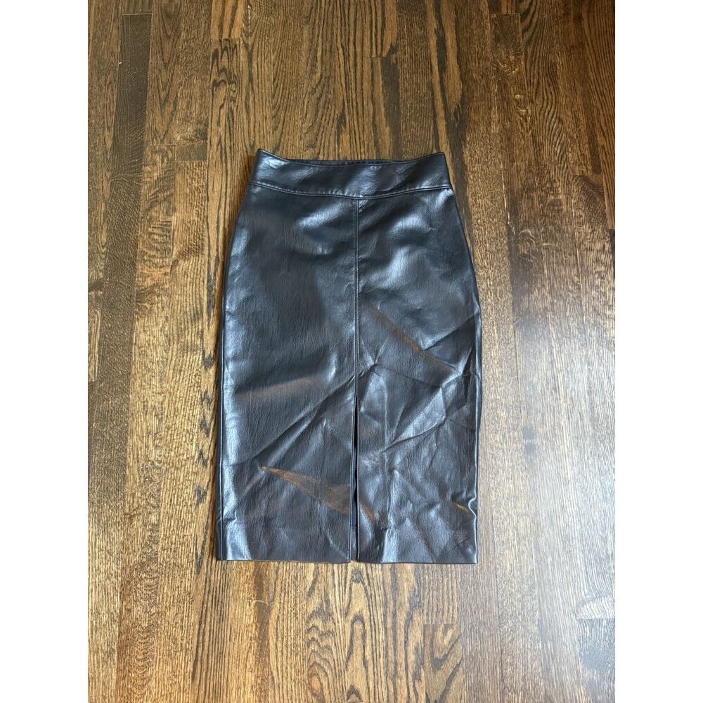 Babaton Aritzia Black Faux Leather Skirt 2